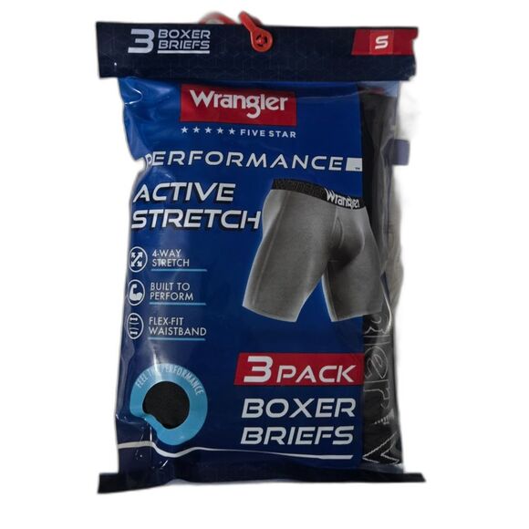 Wrangler Men’s Lightweight Performance Stretch Boxer Briefs 3-Pack Small - Picture 1 of 3
